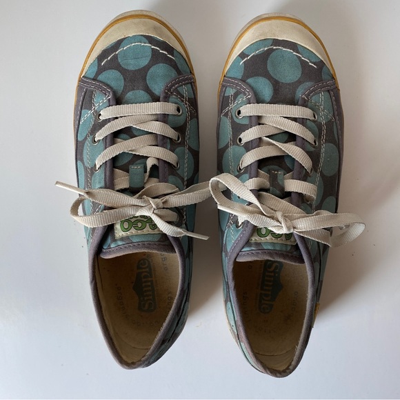 Simple Sneakers, Blue Polka Dots Cotton Print - Picture 4 of 5